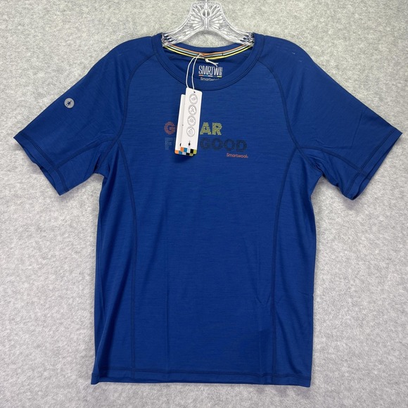 Smartwool Shirt Mens XS Blue Active Ultralight Go Far Feel Good Merino Wool - Picture 1 of 8